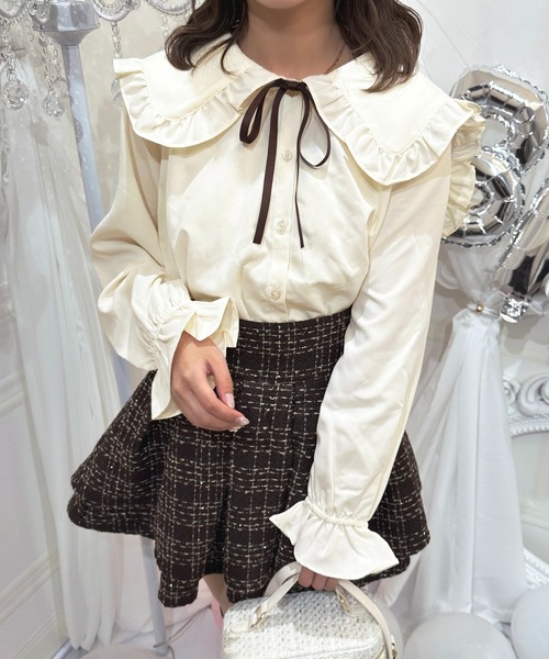 未使用タグ付】NOBLE ブラウス タグ付未使用】 NOBLEオーヴレース