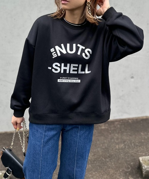 トレーナー スウェット シリコンラバー NUTSロゴプリント裏起毛ロゴスウェットプルオーバー レディース メンズ