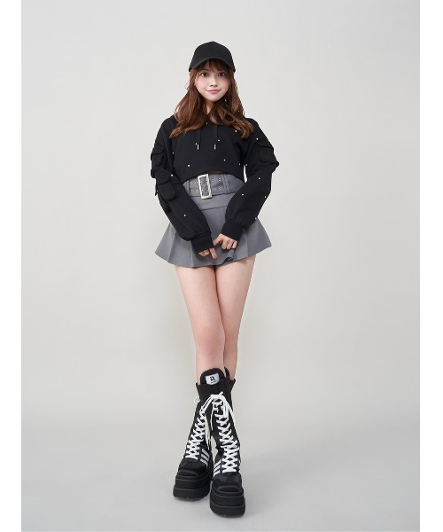 darich クロップドビジューフーディ Darich パーカー クロップドビジューフーディ レディース