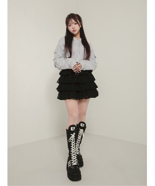 Darich パーカー クロップドビジューフーディ レディース
