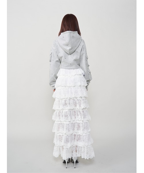 darich クロップドビジューフーディ Darich パーカー クロップドビジューフーディ レディース