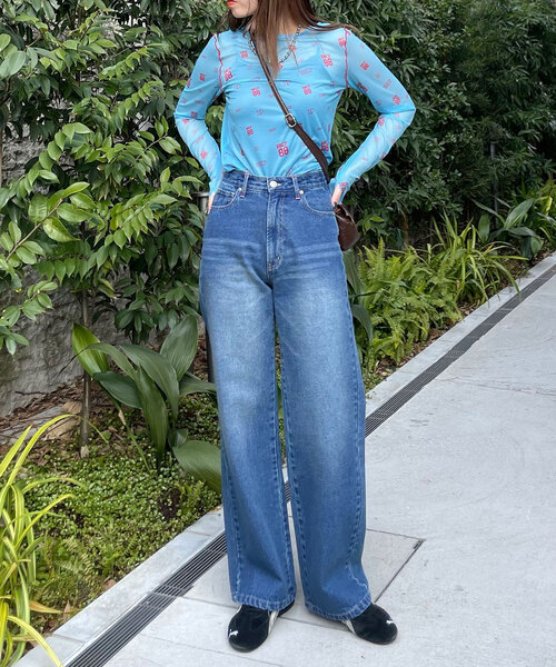 チャオパニックティピー　ハイウエスト ストレートデニム M セール】≪4サイズ展開≫【EVERY DENIM/Tuesday】スタイルアップ