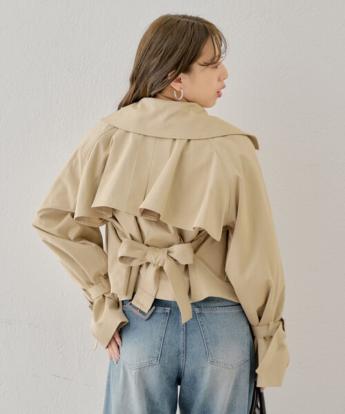 美品 PINKO ピンコ ステッチ レディース トレンチコート Chico（チコ）の「【新色追加】スタンドカラーサイドスリット