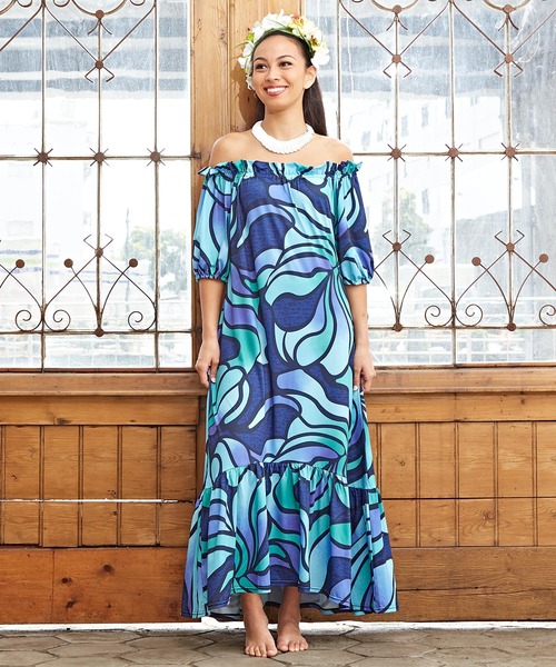 OceanBlueBird Mサイズ ドレス ワンピース　Maunaloa Maunaloa（マウナロア） ドレス 「Maunaloa」Ocean Blue Bird ネオン