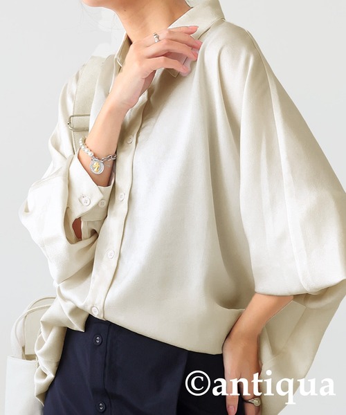 おまとめアンティカ☆長袖シャツ　ブラウス antiqua（アンティカ） ブラウス シャツ シボ感シャツ レディース