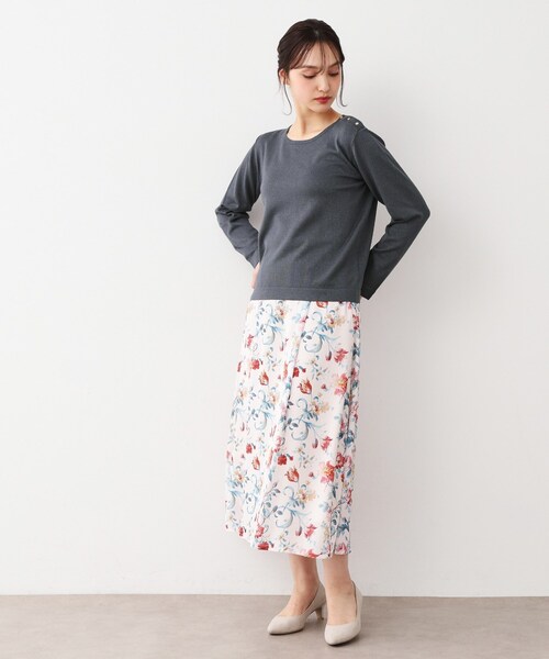 ニット セーター 「天竺編み」肩ボタン ラメニット レディース LAURA ASHLEY ニット セーター 「天竺編み」肩ボタン ラメニット