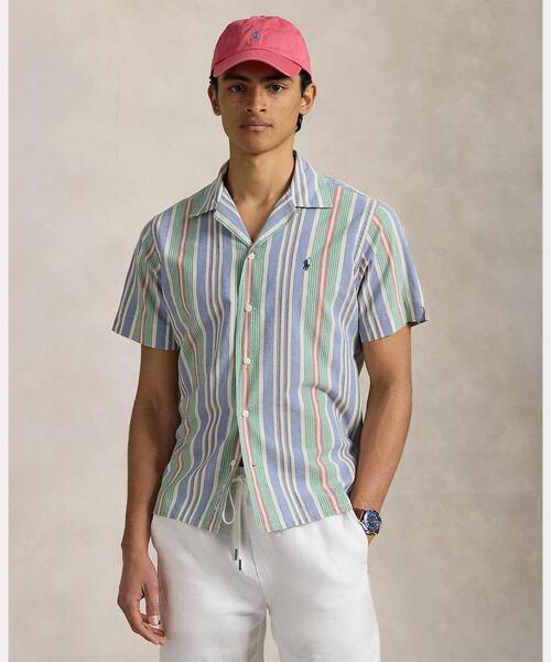 【Ralph Lauren】夏リゾート気分を楽しむ ストライプキャンバス RALPH LAUREN] グリーンストライプ ラージキャンバストート