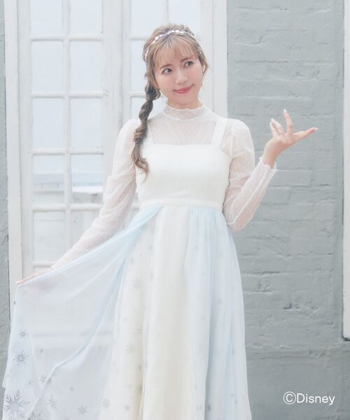 雪の結晶*ワンピース アナ雪 anyfam kids アナ雪 エルサ 雪の結晶刺繍 ワンピース 140cm