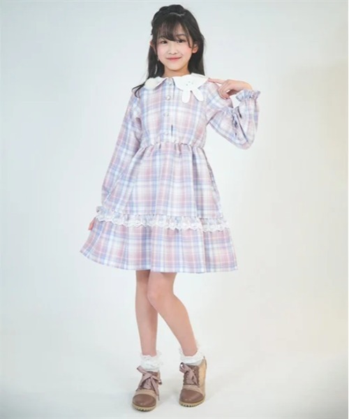 axes femme（アクシーズ ファム） ワンピース うさぎ襟チェック柄