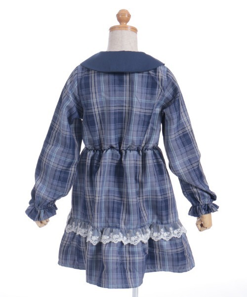 美品　ワンダフルワールド子供服 (130)　ギンガムチェックうさぎ柄ワンピース WONDERFUL WORLD ワンダフルワールド ギンガムうさぎ ワンピース