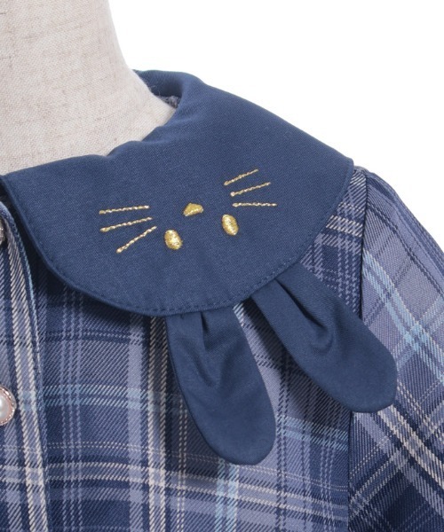 美品　ワンダフルワールド子供服 (130)　ギンガムチェックうさぎ柄ワンピース うさぎ苺のギンガムチェックワンピース | イチゴノクニ