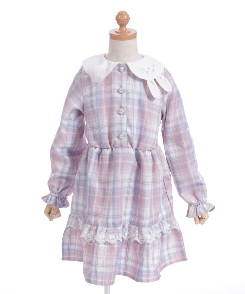 美品　ワンダフルワールド子供服 (130)　ギンガムチェックうさぎ柄ワンピース 楽天市場】キッス ギンガムチェックワンピース ワンピース