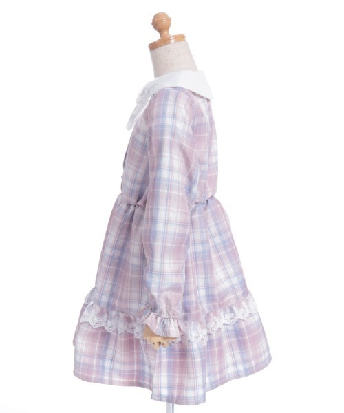 美品　ワンダフルワールド子供服 (130)　ギンガムチェックうさぎ柄ワンピース 美品ワンダフルワールド子供服 (130)ギンガムチェックうさぎ柄