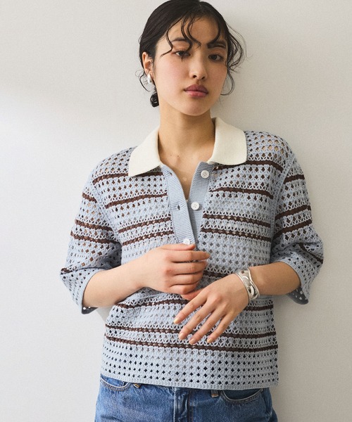 y*y様 【未使用品】ADAM ET ROPÉ FEMME クロシェニットポロ ADAM ET ROPÉ FEMME(アダム エ ロペ ファム) / 【WEB限定