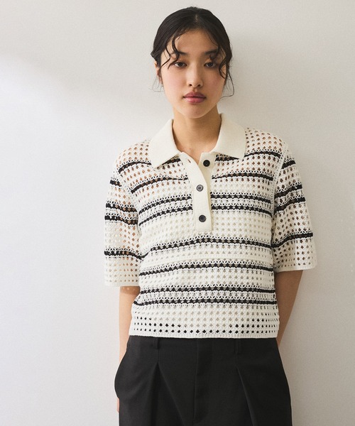 y*y様 【未使用品】ADAM ET ROPÉ FEMME クロシェニットポロ ADAM ET ROPÉ FEMME(アダム エ ロペ ファム) / 【WEB限定