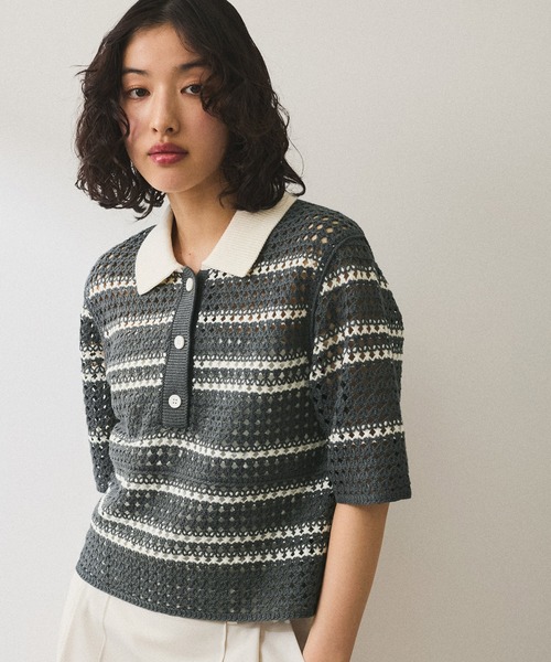 y*y様 【未使用品】ADAM ET ROPÉ FEMME クロシェニットポロ ADAM ET ROPE' ニット セーター 「WEB限定」クロシェニットポロ