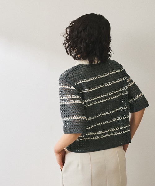 ADAM ET ROPE' ニット セーター 「WEB限定」クロシェニットポロ