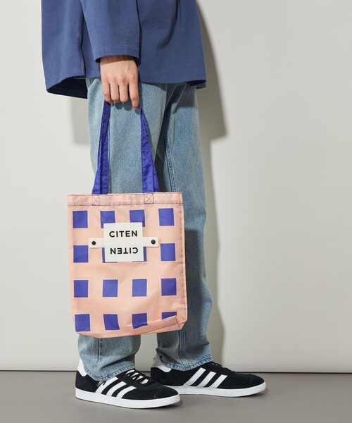 【CITEN】トートバッグ エコバッグ CITEN＞くるくるパッチン ストライプ トートバッグ（エコバッグ