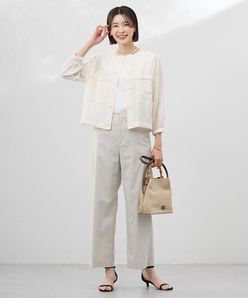 ジェイプレス　ノーカラーブルゾン　新品未使用品 J.PRESS（J.プレス） ブルゾン アウター 「洗える」Sheer Vis リネン
