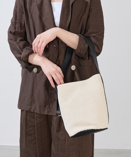 【INTREND】ラフィア風 バケットバッグ ショルダーバッグ MARCO MASI ショルダーバッグ バッグ 「MARCO MASI」ラフィア風