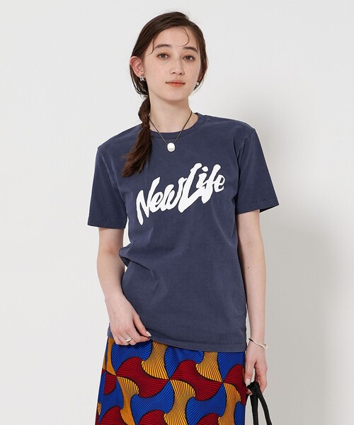 tシャツ 「別注」「MIXTA」NEW LIFE Tシャツ NAVY レディース MIXTA tシャツ 「別注」「MIXTA」NEW LIFE Tシャツ NAVY
