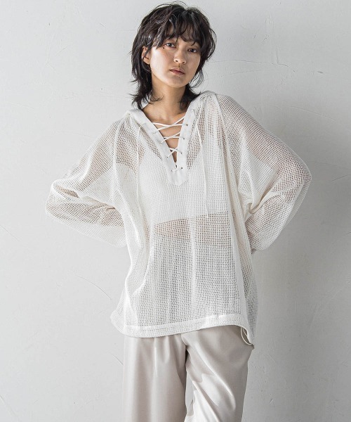 MAYSON GREY ブラウス シャツ メッシュアノラックパーカー