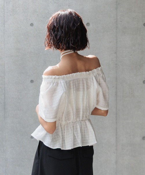 ブラウス シャツ モールボーダー 2WAY ブラウス レディース PAGEBOY ブラウス シャツ 2WAYオフショルブラウス レディース