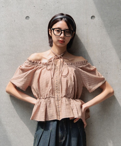 ブラウス シャツ 2wayオフショルシャツ レディース PAGEBOY ブラウス シャツ 2WAYオフショルブラウス レディース
