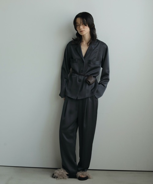 anuke（アンヌーク） ブラウス シャツ Satin Tailored Shirts