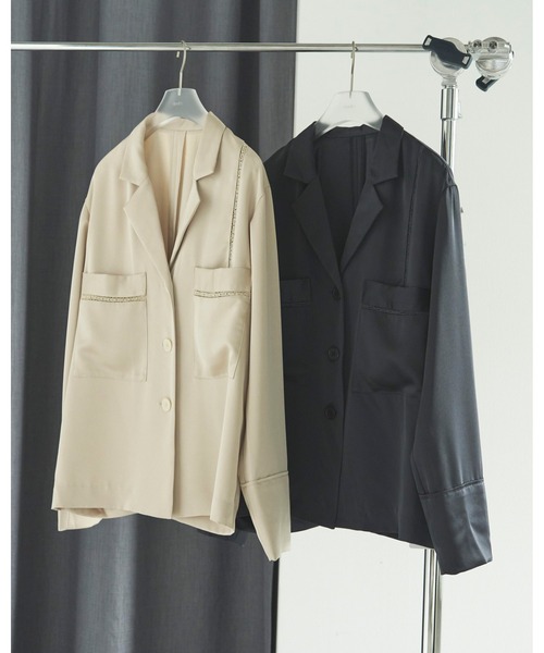 anuke アンヌーク Satin Tailored Shirtsセットアップ anuke（アンヌーク） ブラウス シャツ Satin Tailored Shirts
