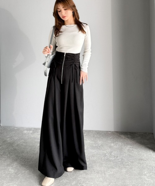 mily bilet ワイドパンツ パンツ 「mily bilet」コルセット風で“キュッ