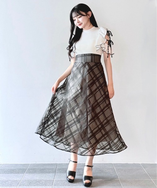 【完売品】NOMAE バイカラーリボンドッキングワンピース ブラック バイカラーリボンドッキングワンピース（ワンピース）｜NOMAE
