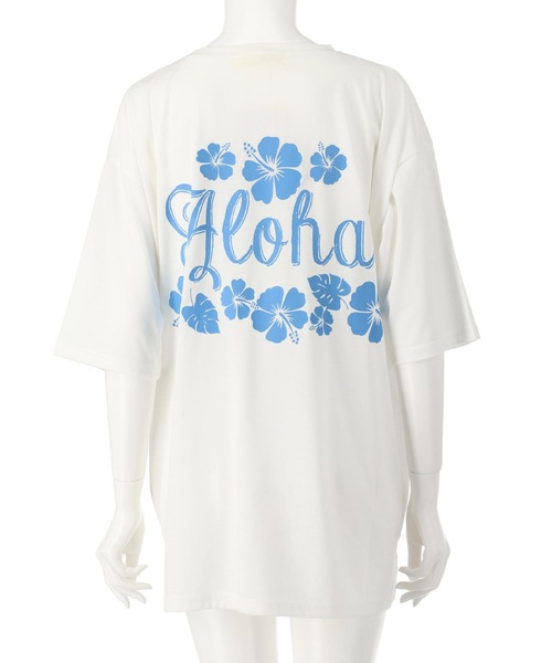 anap mimpi(アナップミンピ) tシャツ バック ハイビスカス プリント anap mimpi(アナップミンピ) tシャツ バック ハイビスカス プリント