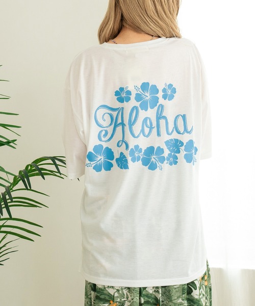 anap mimpi（アナップミンピ） tシャツ バック ハイビスカス プリント