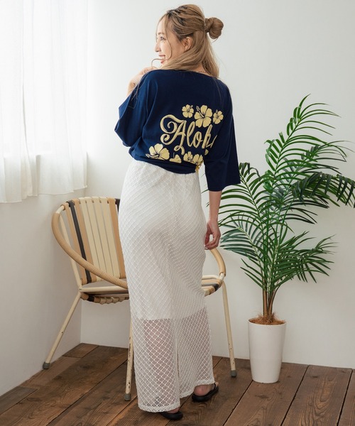 anap mimpi（アナップミンピ） tシャツ 半袖 バック ハイビスカス