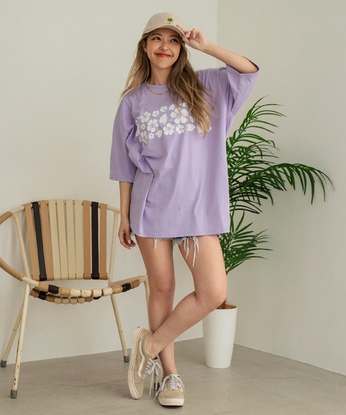 anap mimpi（アナップミンピ） tシャツ バック ハイビスカス プリント