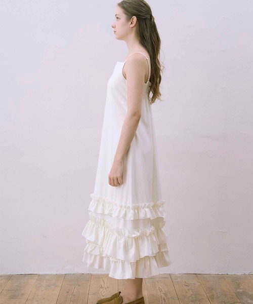 ワンピース Luan STRIPED PETAL CAMISOLE OP (brown) Luan ワンピース 「Luan」STRIPED PETAL CAMISOLE OP/ストライプ