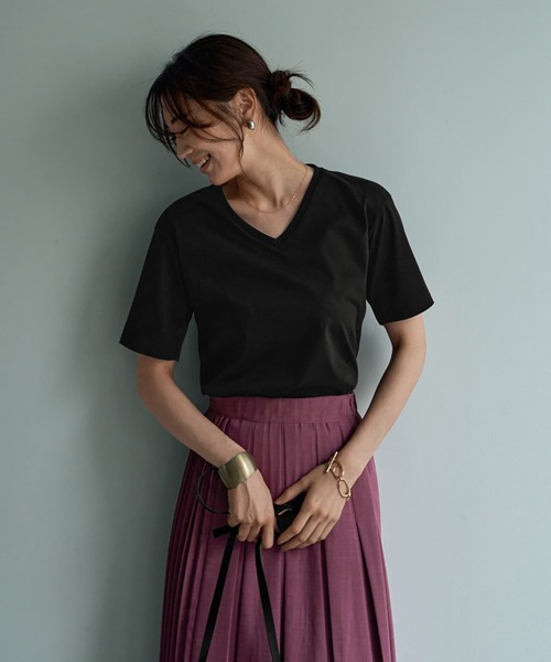 tシャツ 「ものづくりJAPAN」DIORAMA シルキースムース／VネックTシャツ レディース