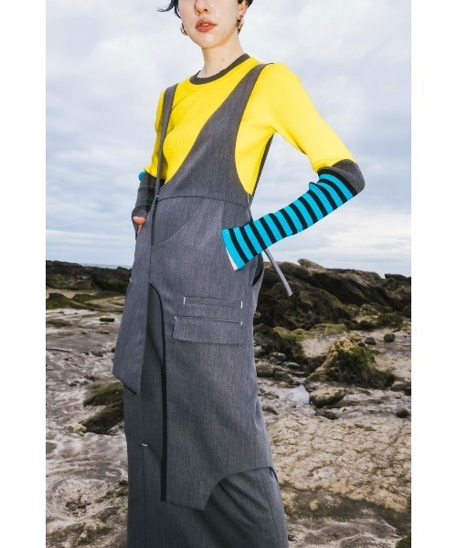 OMMO（オーエムエムオー） ワンピース VEST LAYERED ASYMME SHOULDER