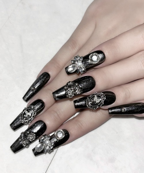 me+em select ネイルチップ ネイルシール カメオリボンメタリック