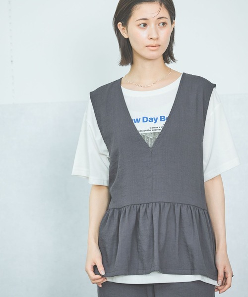 LAKOLE（ラコレ） ベスト ジレ 「セットアップ対応・接触冷感」リネン