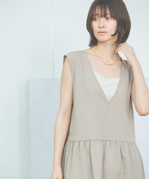LAKOLE（ラコレ） ベスト ジレ 「セットアップ対応・接触冷感」リネン