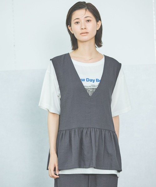 新品 25ss マメクロゴウチ ベスト ジレ ベージュ サイズ 1 LAKOLE（ラコレ） ベスト ジレ 「セットアップ対応・接触冷感」リネン