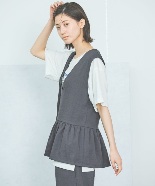 LAKOLE（ラコレ） ベスト ジレ 「セットアップ対応・接触冷感」リネン