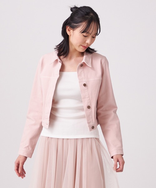 美品 クレージュ 薄手 デニム ジャケット ピンク L パステル 美品 クレージュ 薄手 デニム ジャケット ピンク L パステル