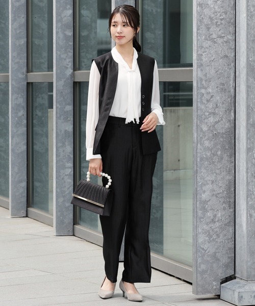 DRESS+（ドレスプラス） ベスト ジレ マニッシュに決まるノーカラー