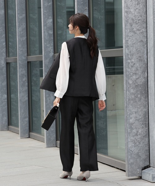 DRESS+（ドレスプラス） ベスト ジレ マニッシュに決まるノーカラー