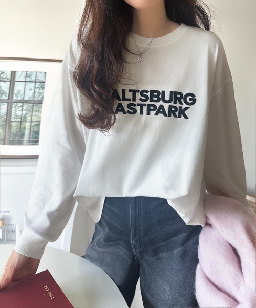 tシャツ 大人シンプル。ベーシックに映える厚盛プリント♪綿100％英字ロゴロンT レディース | classicalelf