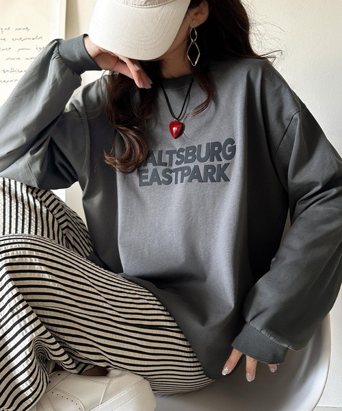 tシャツ 大人シンプル。ベーシックに映える厚盛プリント♪綿100％英字ロゴロンT レディース | classicalelf | 04