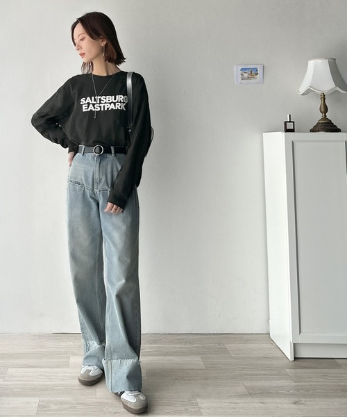 tシャツ 大人シンプル。ベーシックに映える厚盛プリント♪綿100％英字ロゴロンT レディース | classicalelf | 21